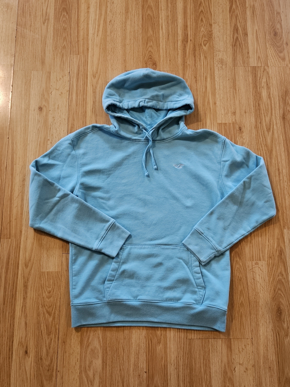 Hollister Y2K Sky Blue Pullover Hoodie w/ Chest Embroidered Logo Size M